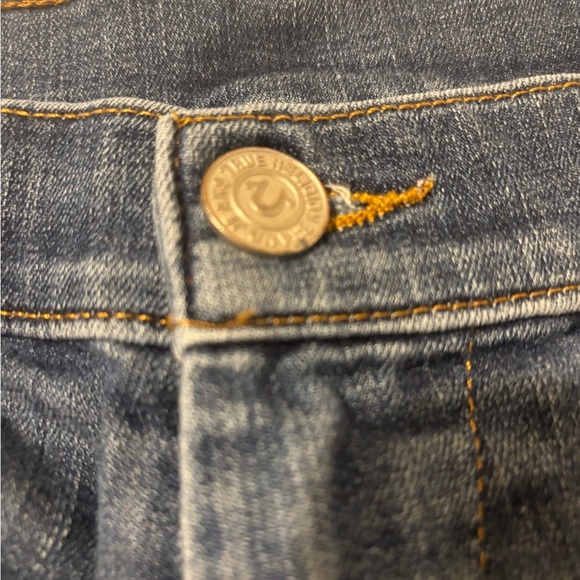 True Religion Blue Jean Shorts Frayed Hem Vintage Look - Picture 4 of 7